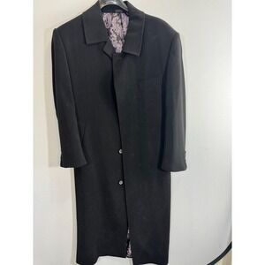 Bruno Rossetti Roma Mens Black Overcoat Paisley Lining‎ Styled in Italy Size 46R